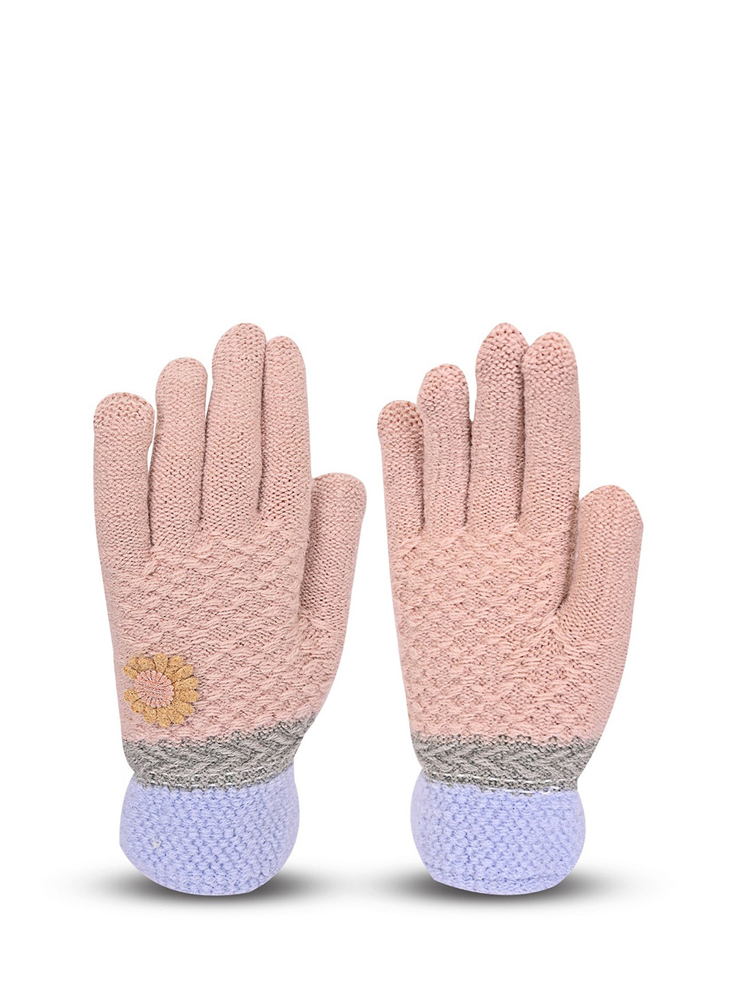 

LOOM LEGACY Women Patterned Acrylic Winter Gloves, Mauve