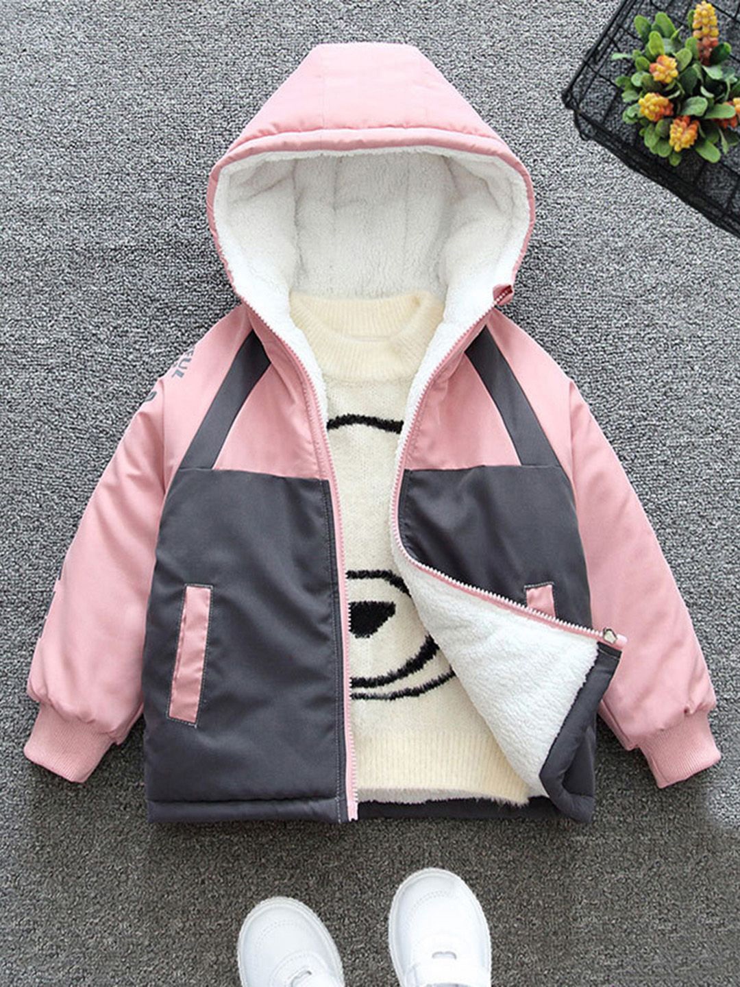 

INCLUD Boys Hooded Colourblocked Open Front Jacket, Pink