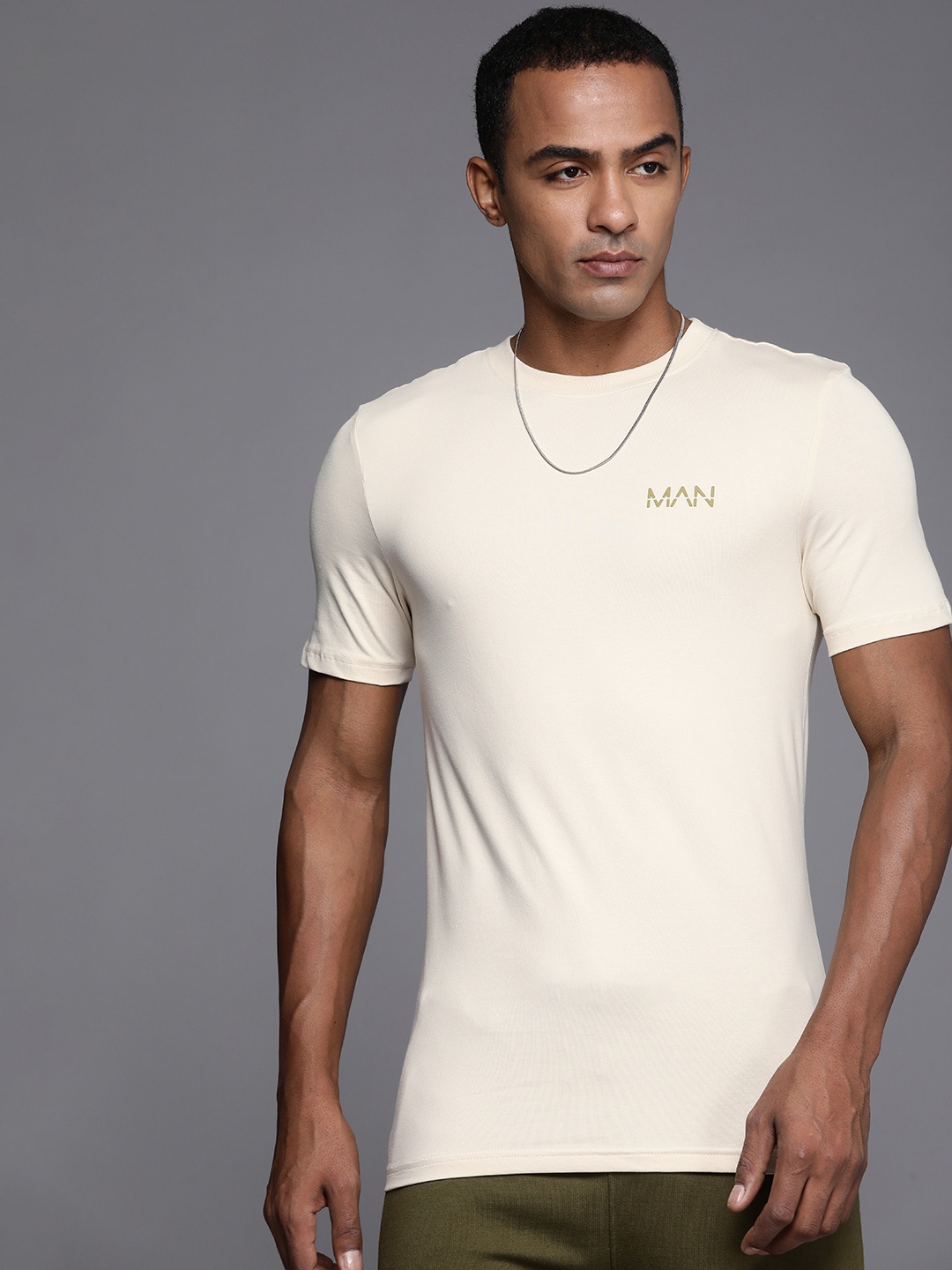 

boohooMAN Solid T-shirt, Cream