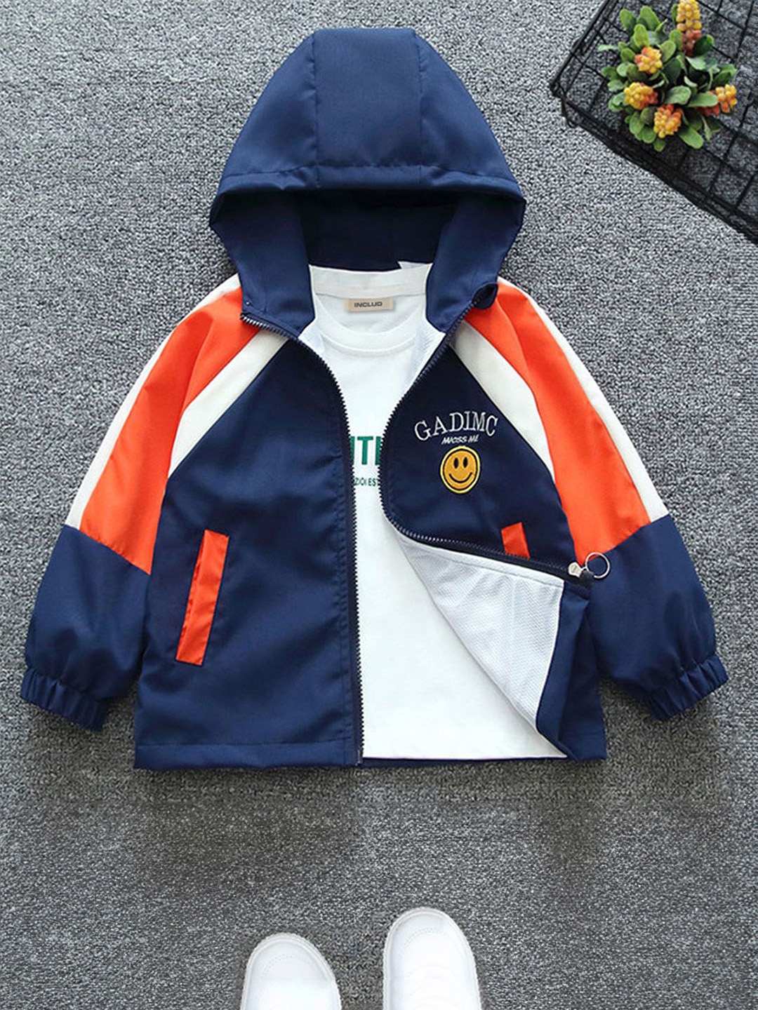 

INCLUD Boys Colourblocked Open Front Jacket, Navy blue