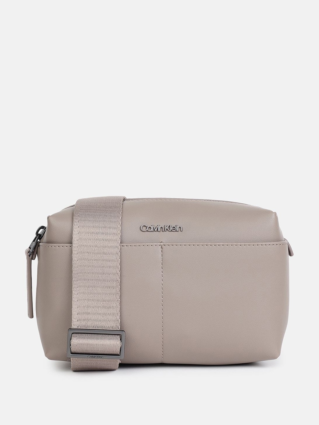 

Calvin Klein Men Textured PU Structured Sling Bag, Grey