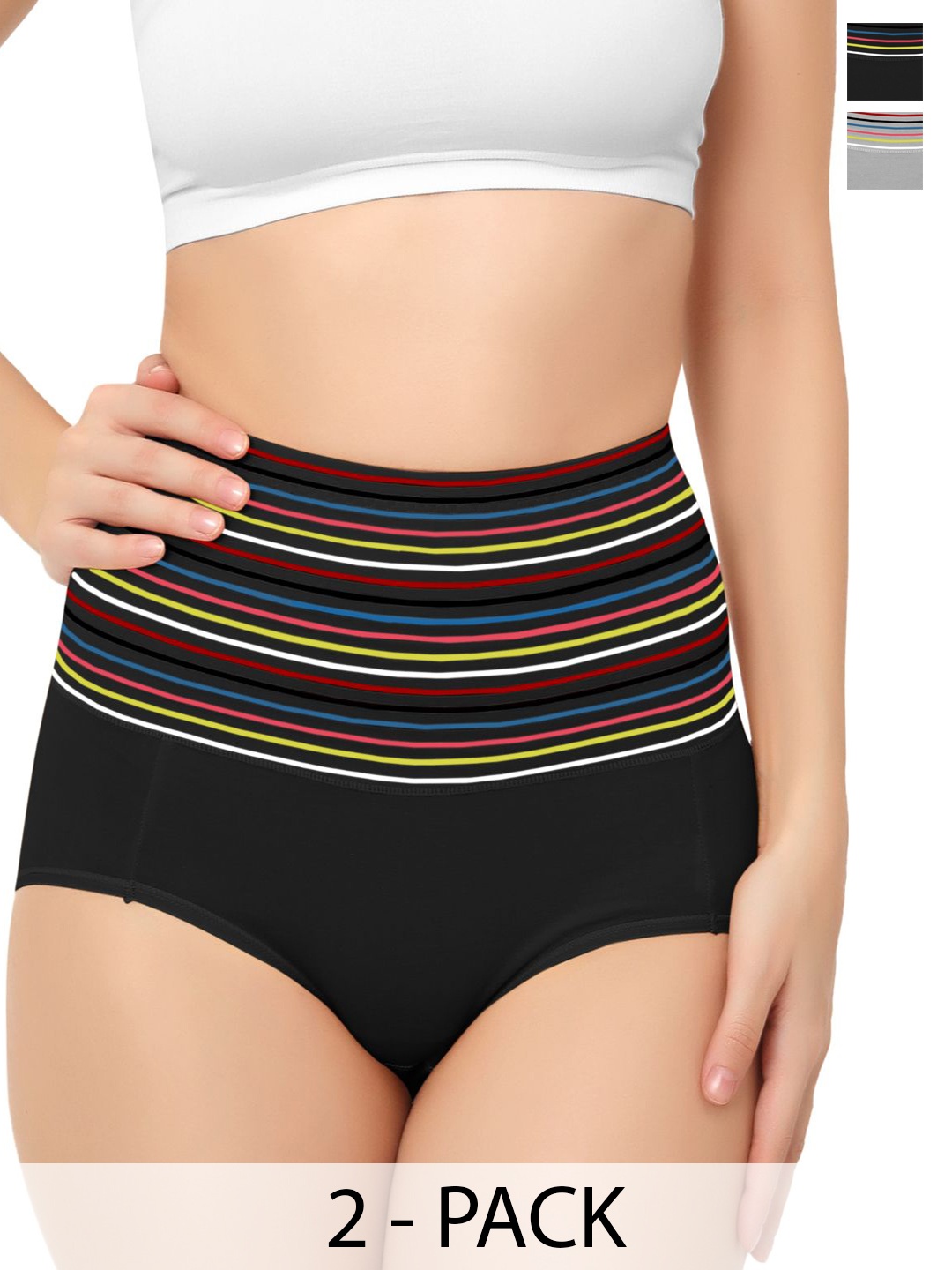 

Bella Voste Pack Of 2 Striped Tummy Tucker, Grey