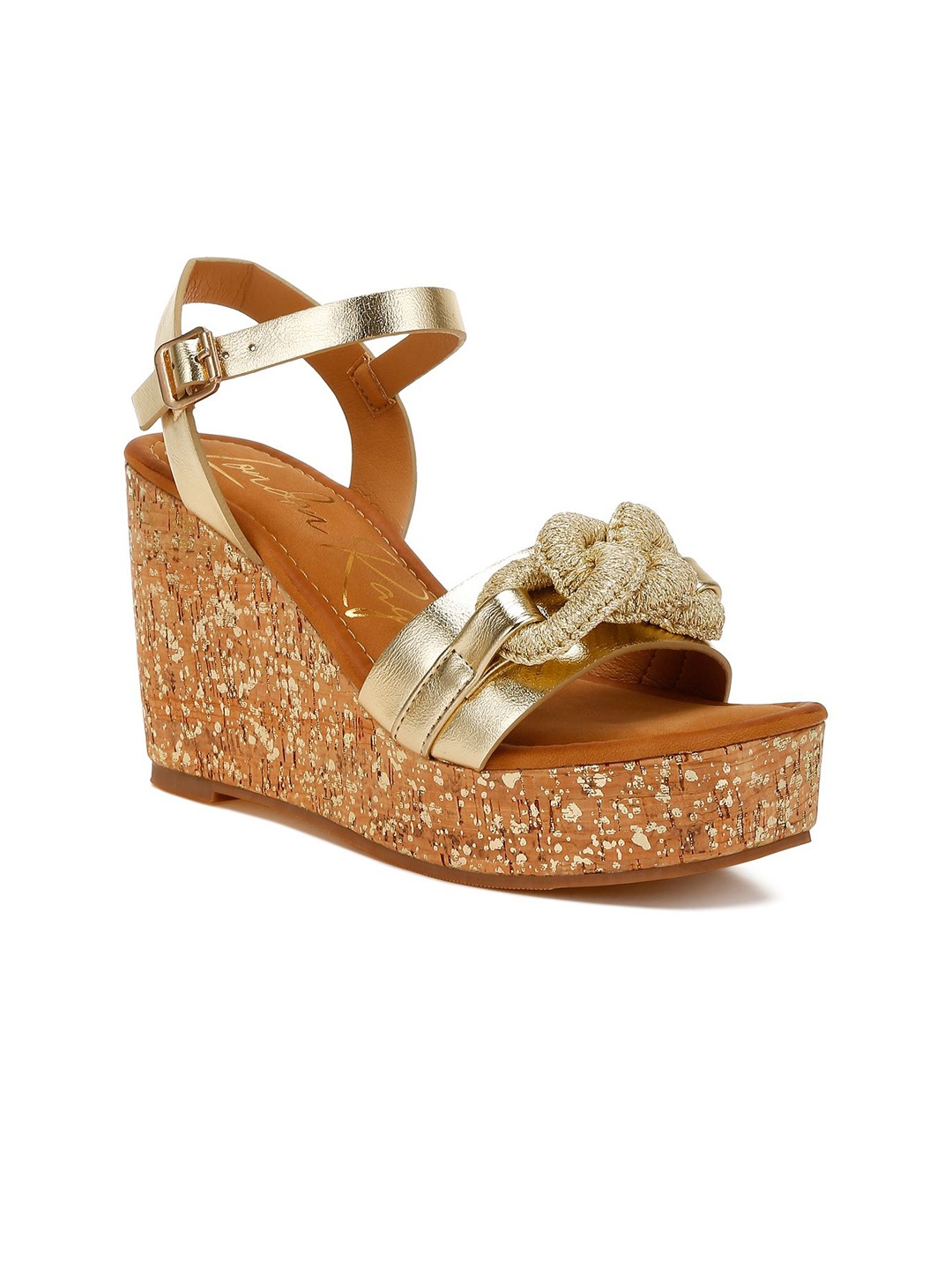 

London Rag Women Leather Wedge Sandals, Gold