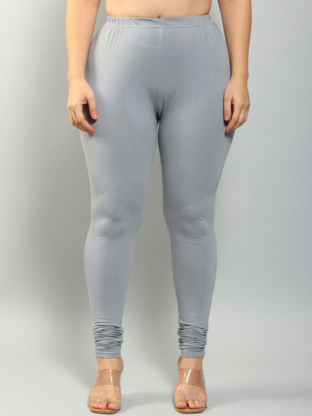 

Plus Size Mid-Rise Churidar Length Leggings, Grey