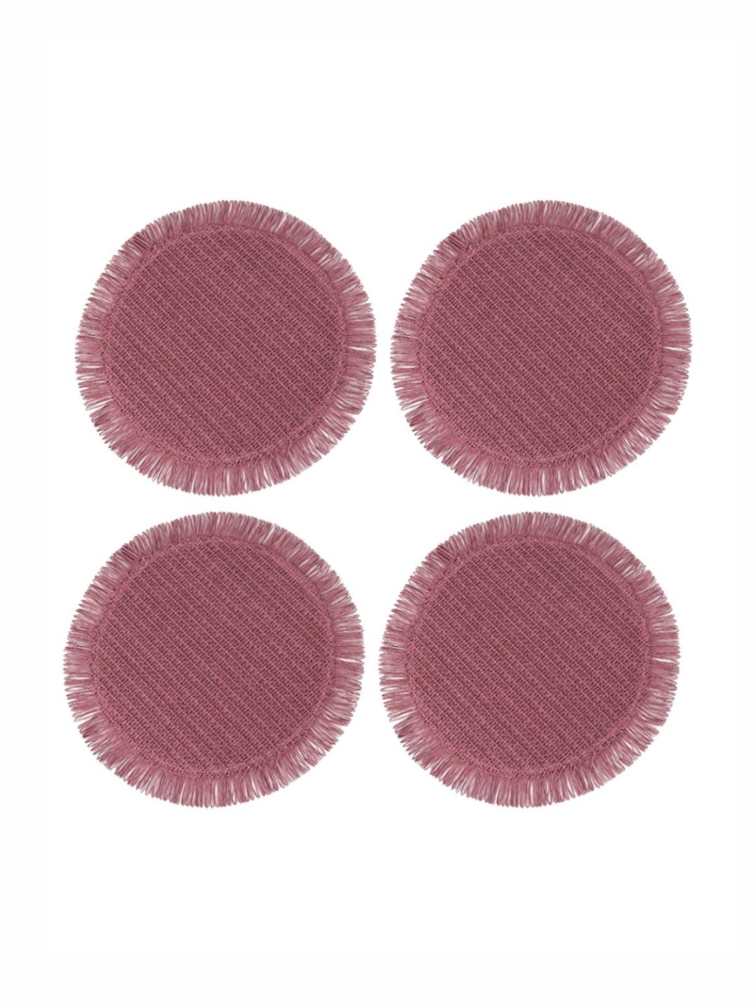 

TIED RIBBONS Set of 4 Red Textured Round Table Placemats