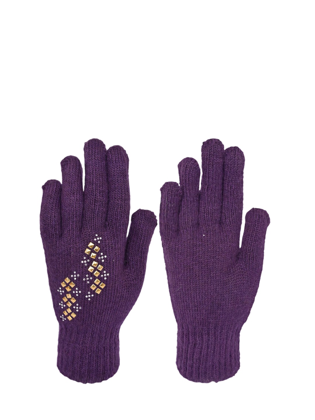 

LOOM LEGACY Women Patterned Acrylic Winter Gloves, Purple