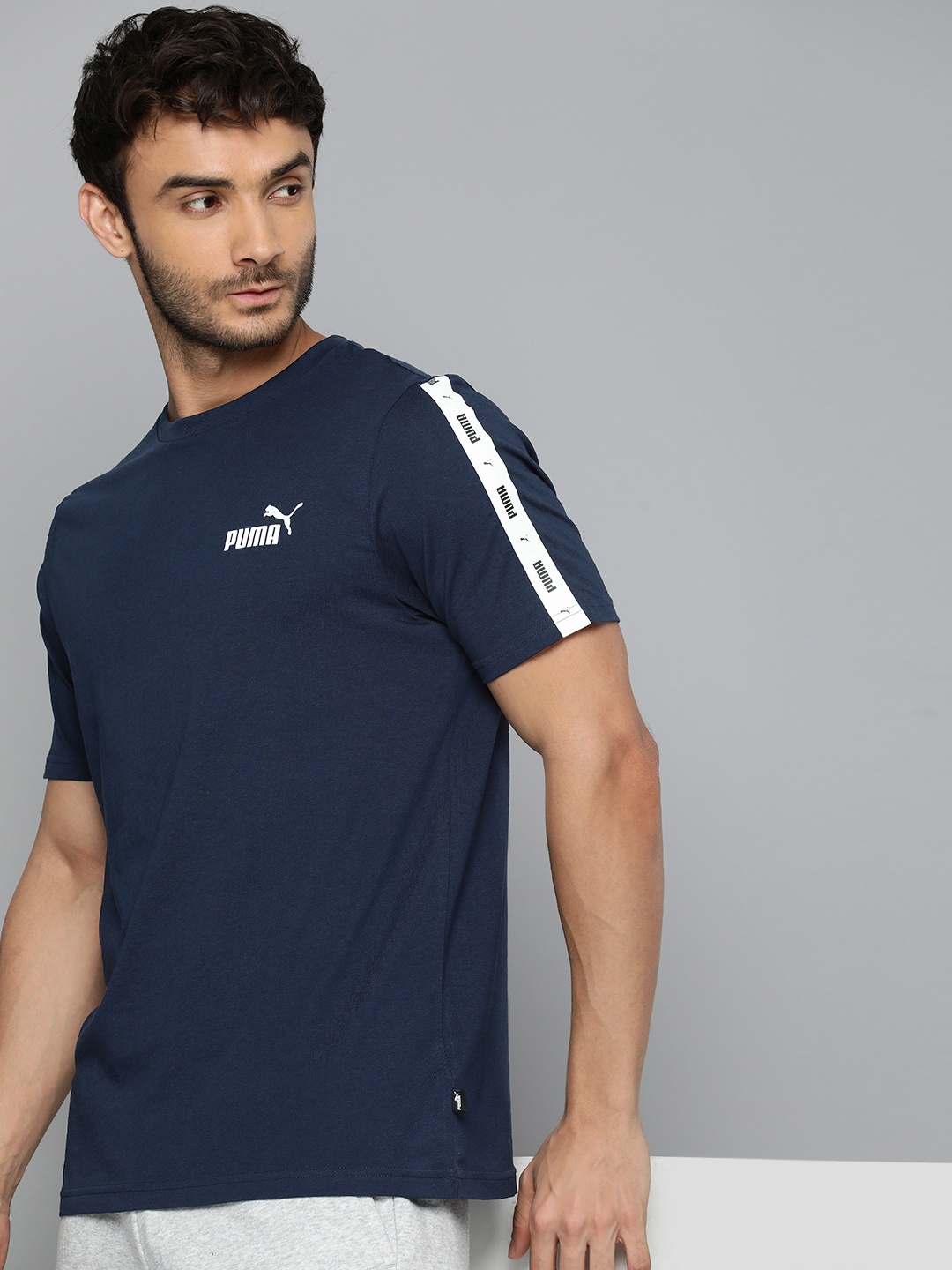 

Puma Men Essentials+ Tape Regular Fit T-shirt, Navy blue