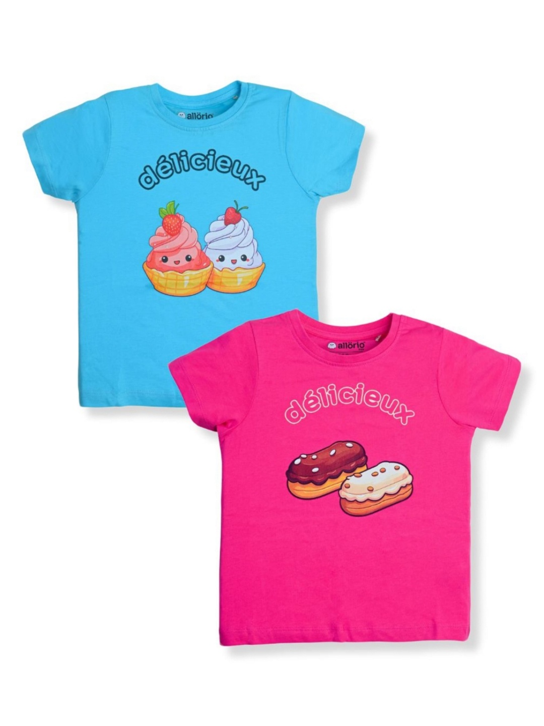 

allorio kids Girls 2 Printed Applique Slim Fit T-shirt, Multi