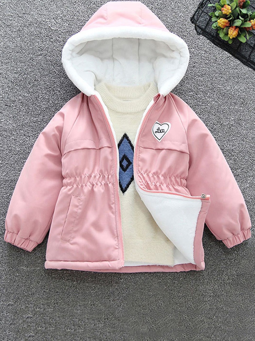 

INCLUD Girls Hooded Puffer Jacket, Pink