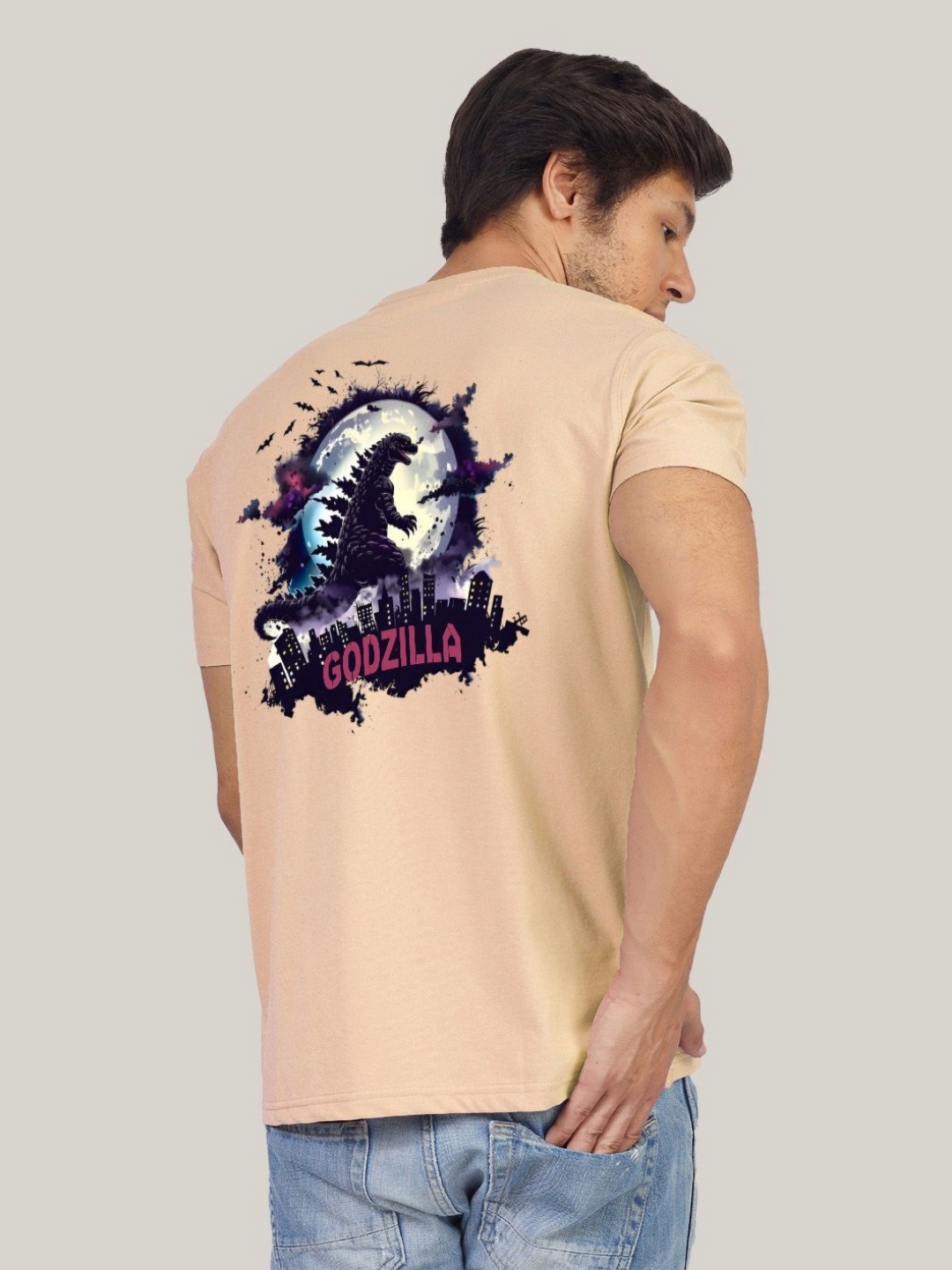 

Greylongg Men Printed Extended Sleeves T-shirt, Beige