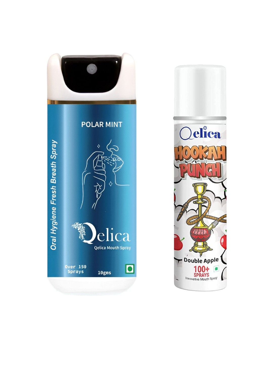 

Qelica Set Of 2 Polar Mint & Hookah Punch Mouth Freshener Spray 10 g Each, Red