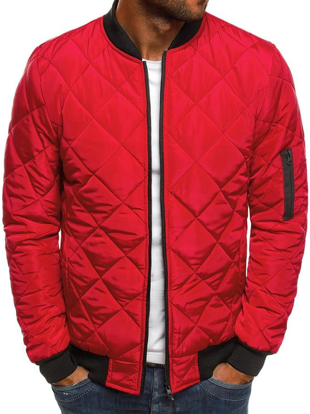 

StyleCast x Revolte Men Mandarin Collar Outdoor Padded Jacket, Red
