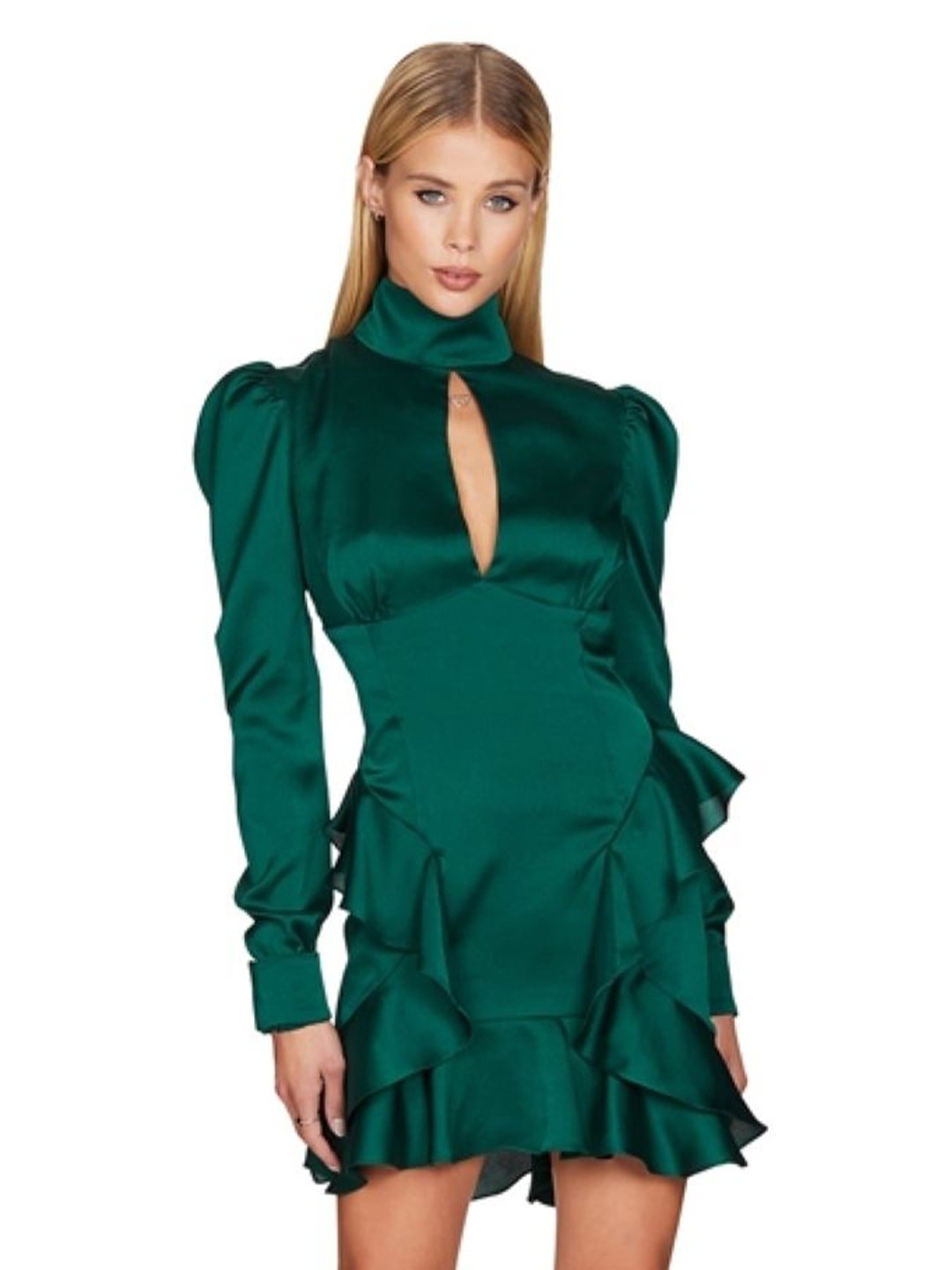 

KPOP Women Long Sleeves Bodycon Above Knee Dress, Green