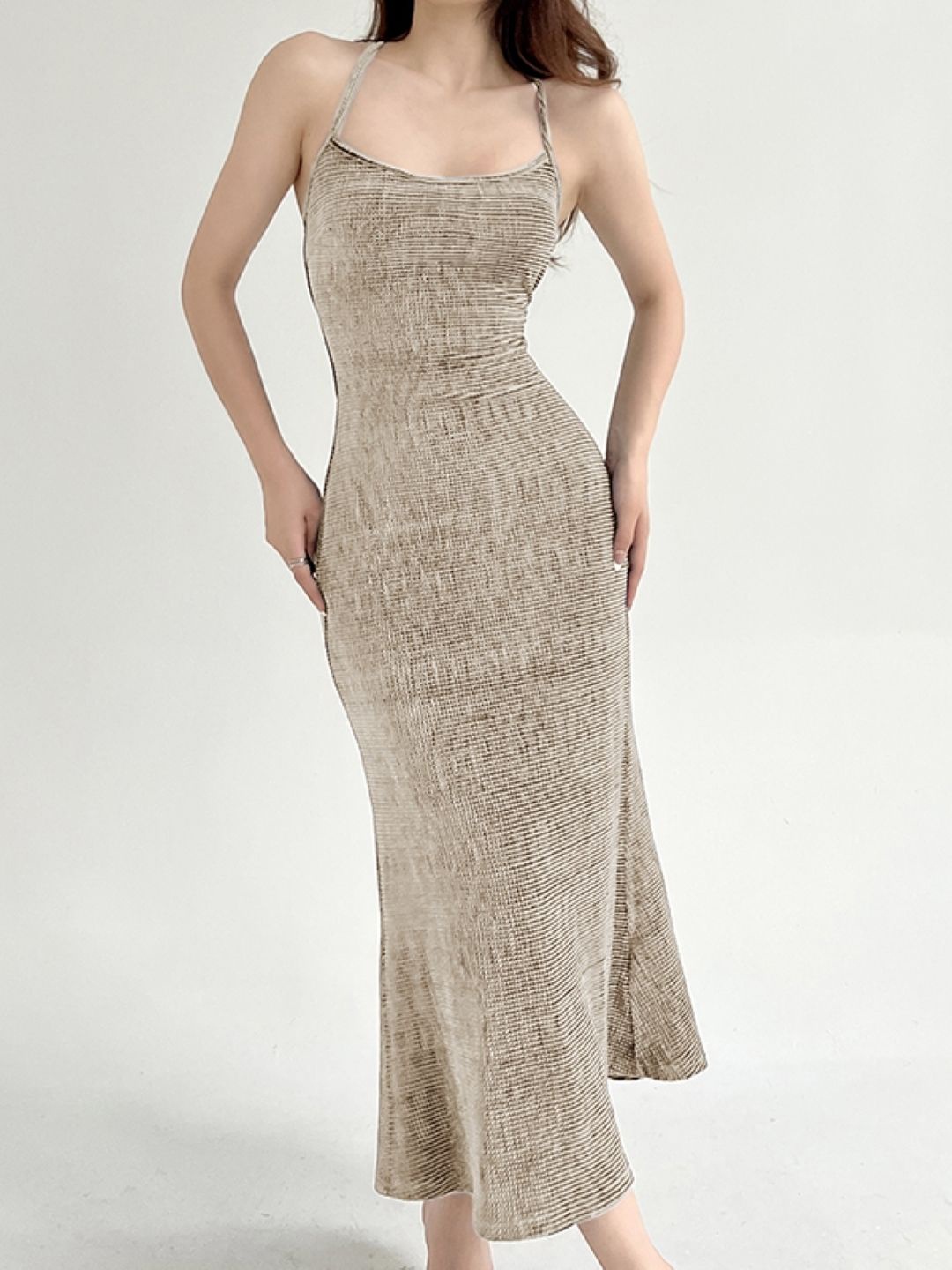 

KPOP Women Bodycon Maxi Sleeveless Dress, Khaki
