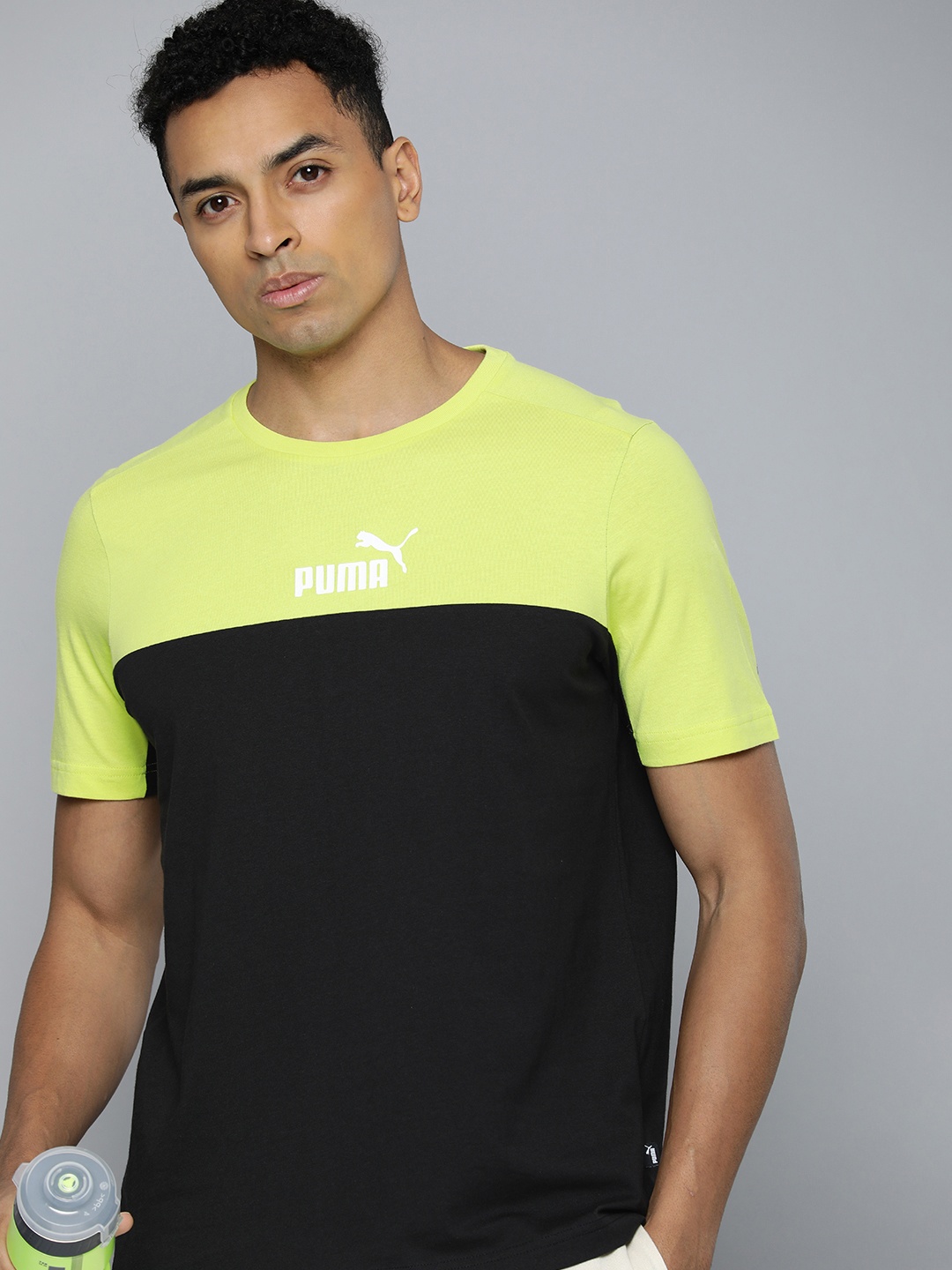 

Puma Colourblocked Pure Cotton T-shirt, Black