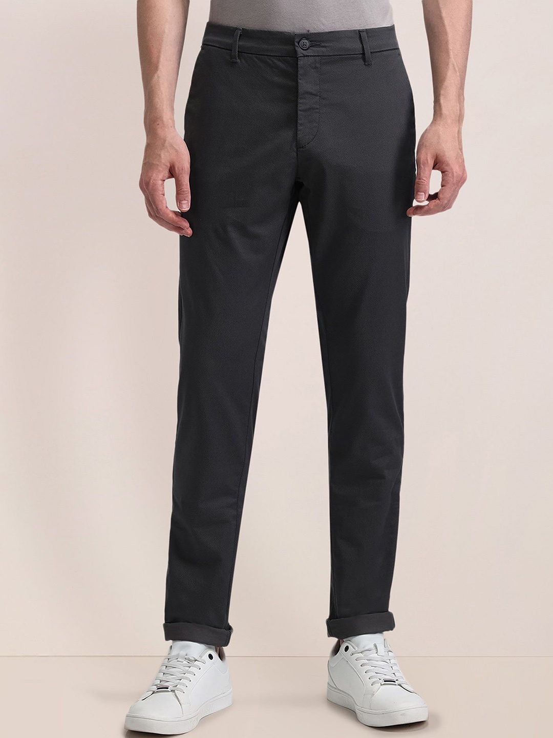 

U.S. Polo Assn. Men Urban Slim Slim Fit Mid-Rise Trousers, Grey