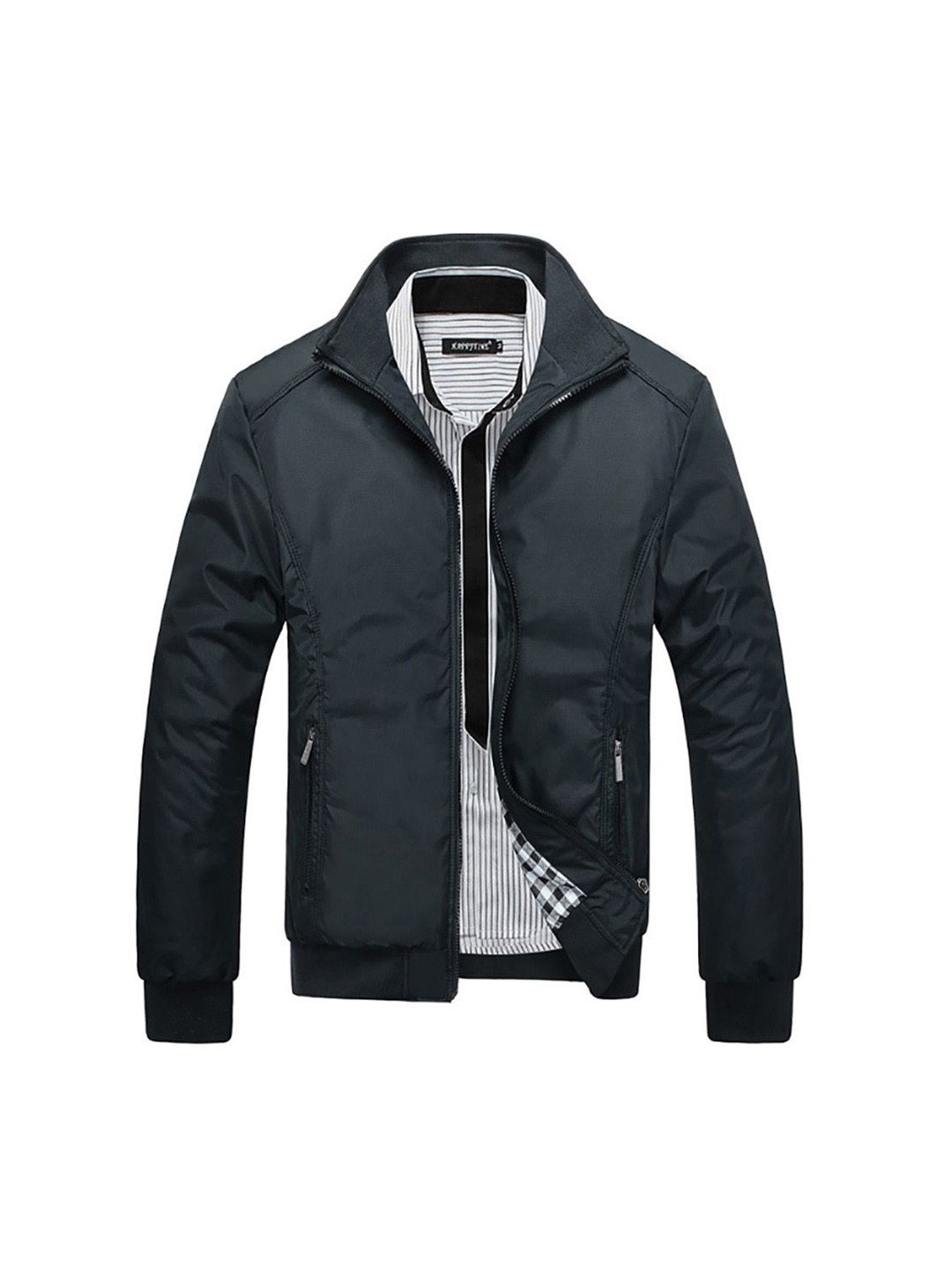 

StyleCast x Revolte Men Stand Collar Insulator Bomber Jacket, Black