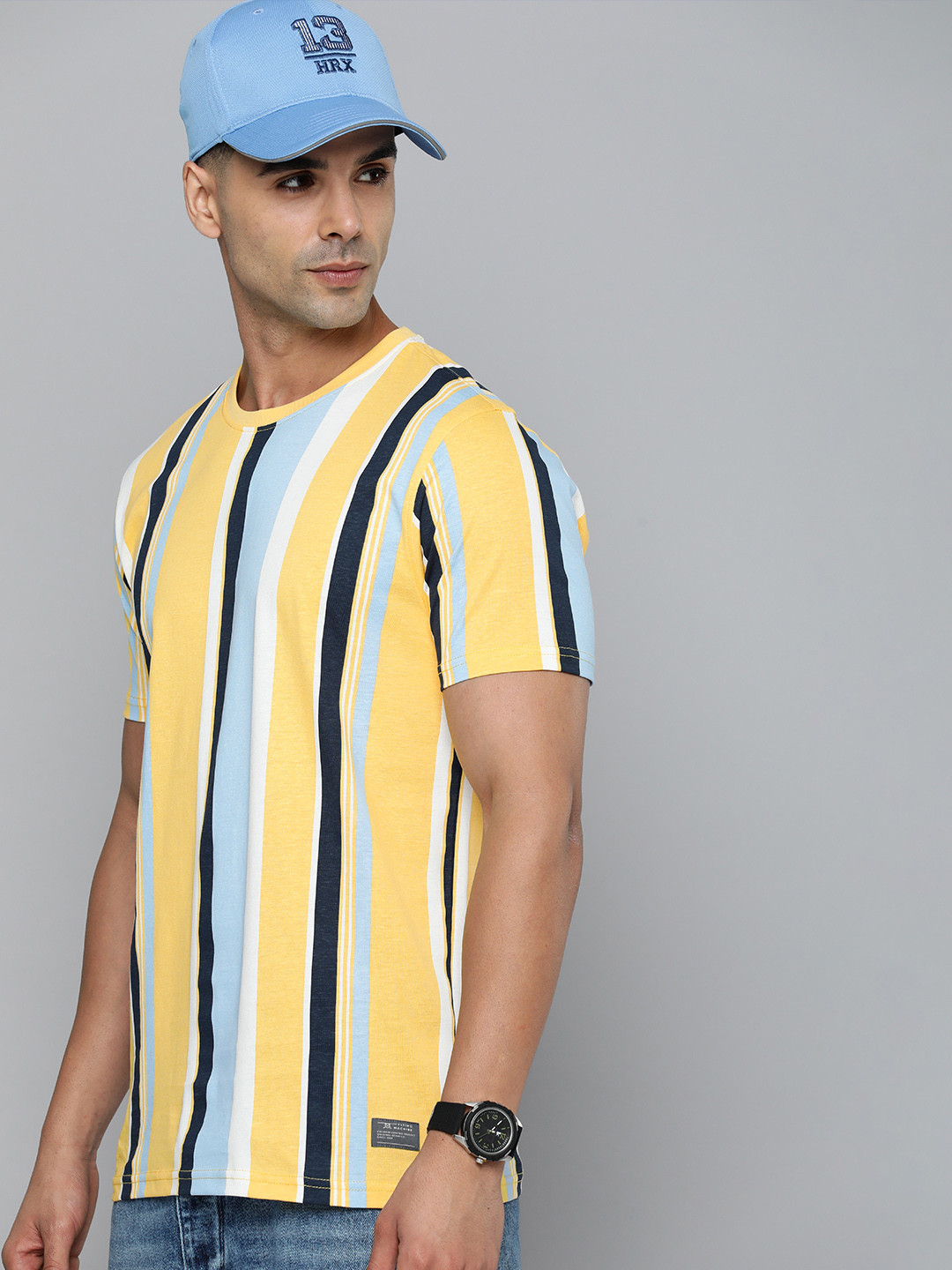 

Flying Machine Pure Cotton Striped Casual T-shirt, Yellow