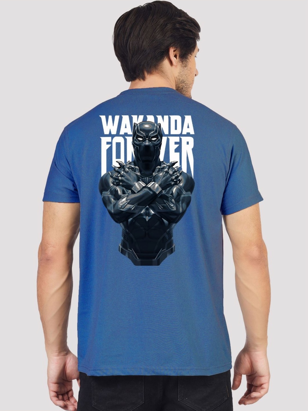 

Greylongg Men Printed Monochrome Applique T-shirt, Blue
