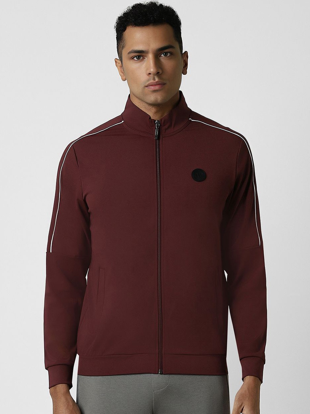 

Van Heusen Flex Men Mandarin Collar Sporty Jacket, Maroon