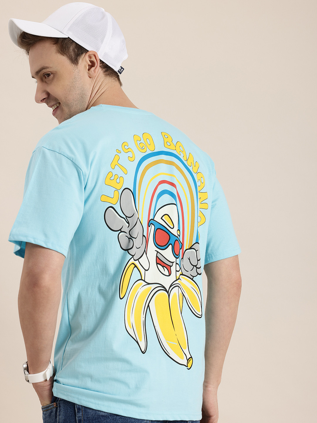 

HERE&NOW Printed Pure Cotton T-shirt, Blue