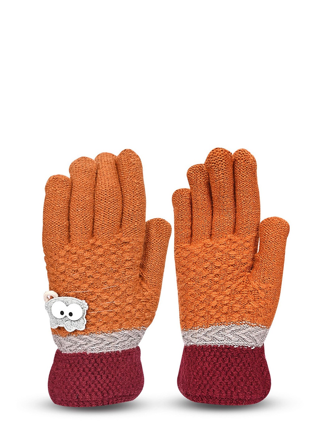 

LOOM LEGACY Women Patterned Acrylic Winter Gloves, Brown