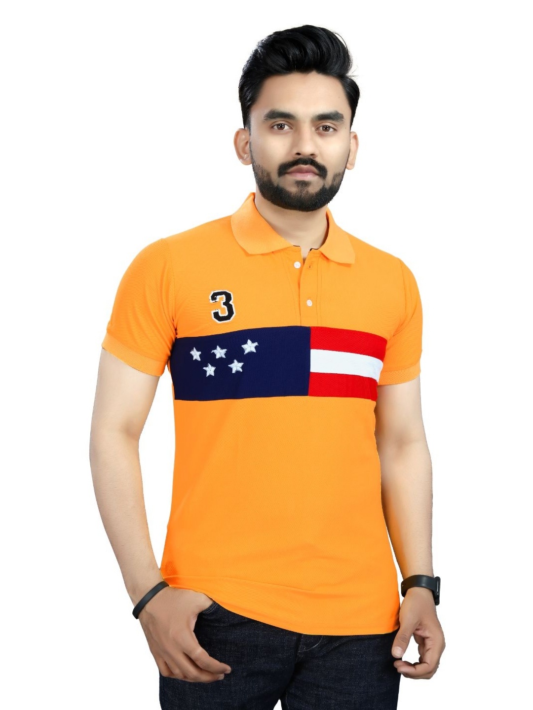 

DYRECTDEALS Men Graphic Printed Polo Collar T-shirt, Yellow