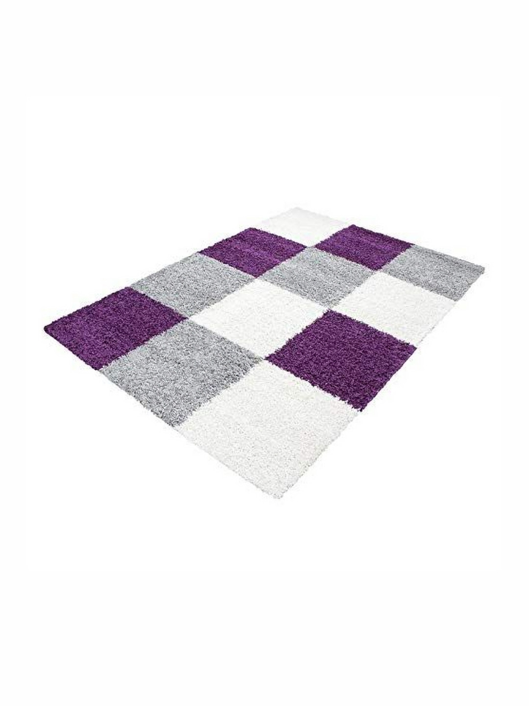 

Banchmark Home Furnishings White & Purple Geometric Anti-Skid Shaggy Carpet