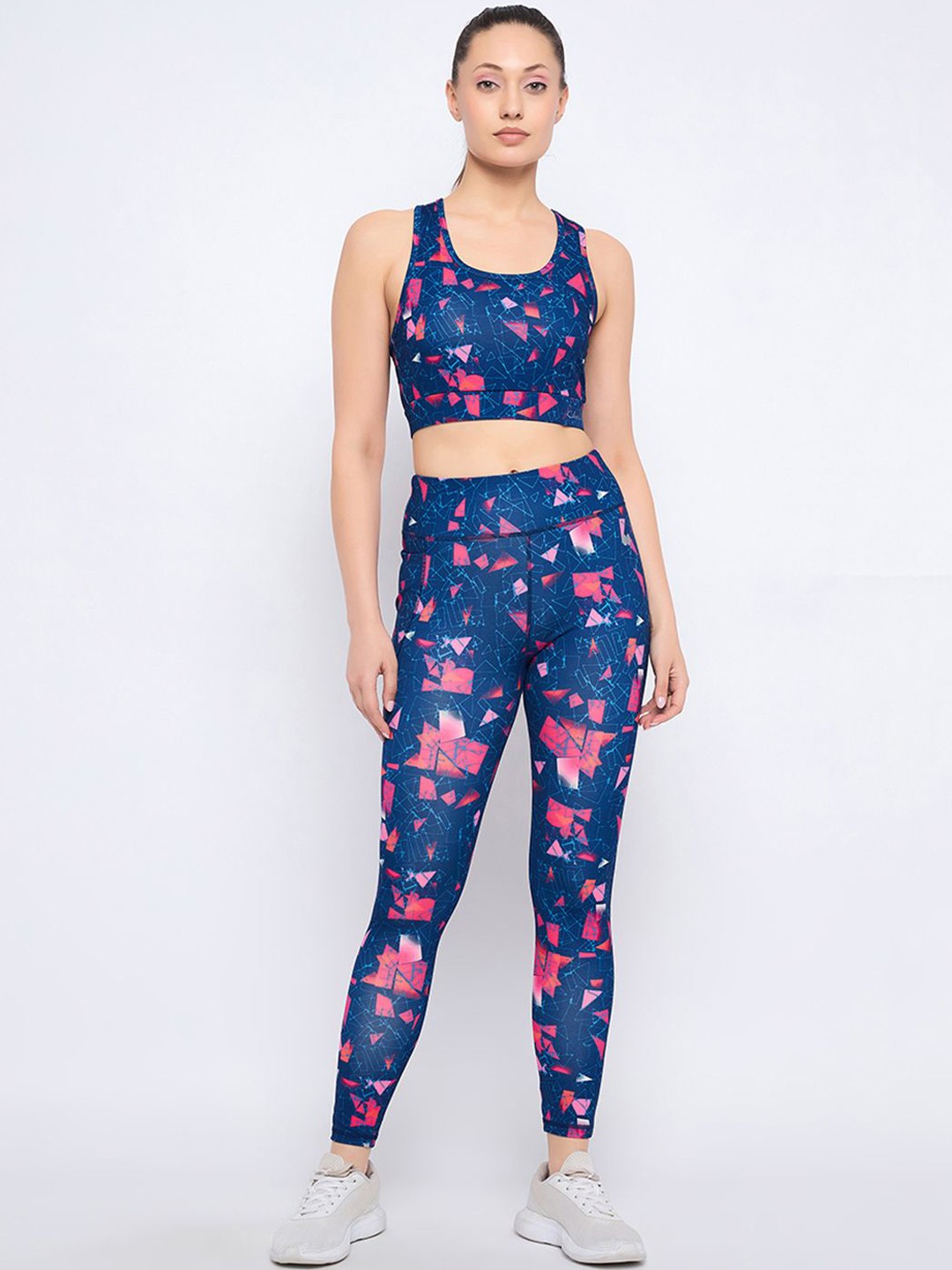 

Clovia Women Printed Sleeveless Bra & Tights Tracksuits, Navy blue