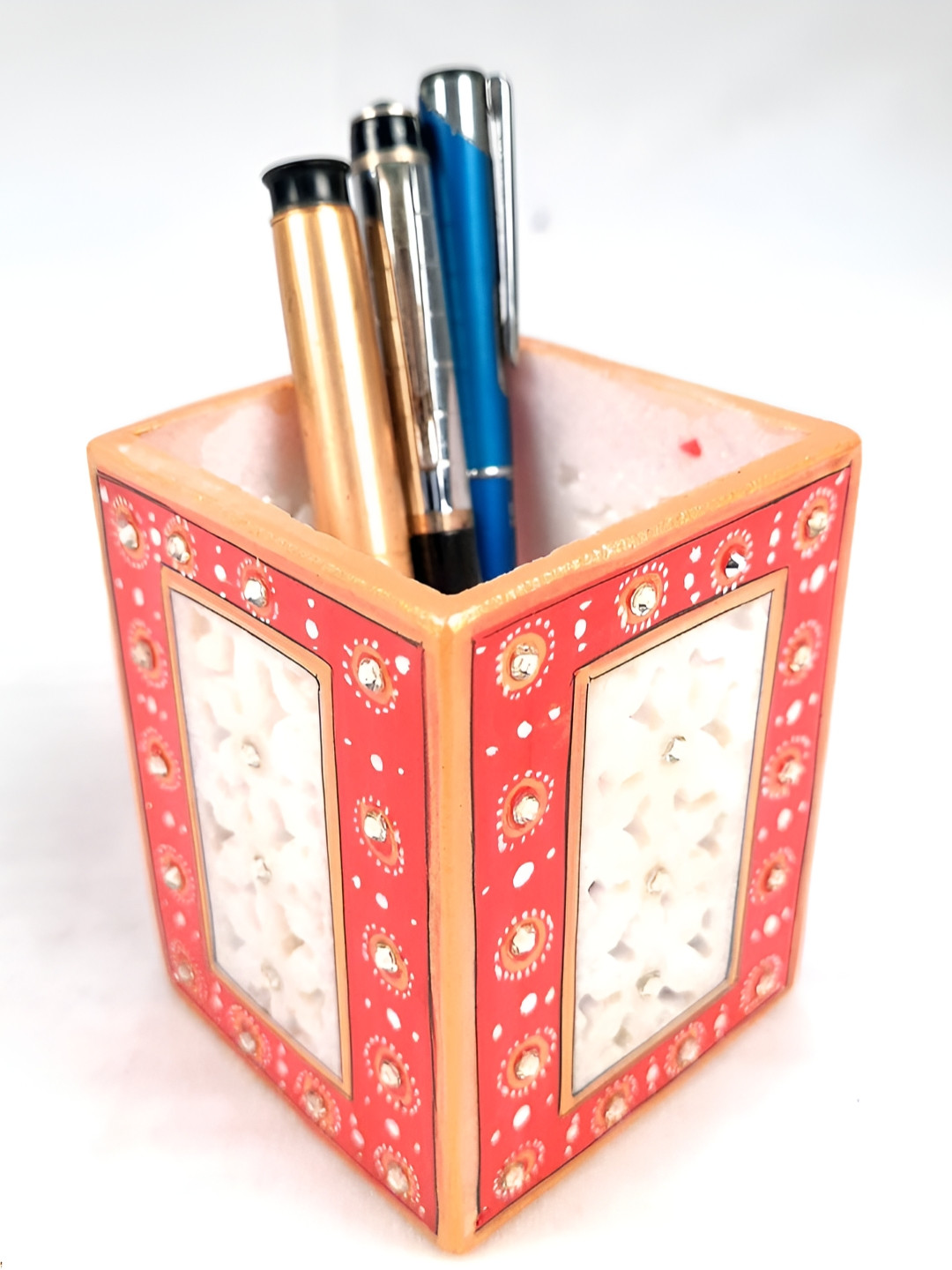 

apka mart Self Design Marble Pen Stand, Pink