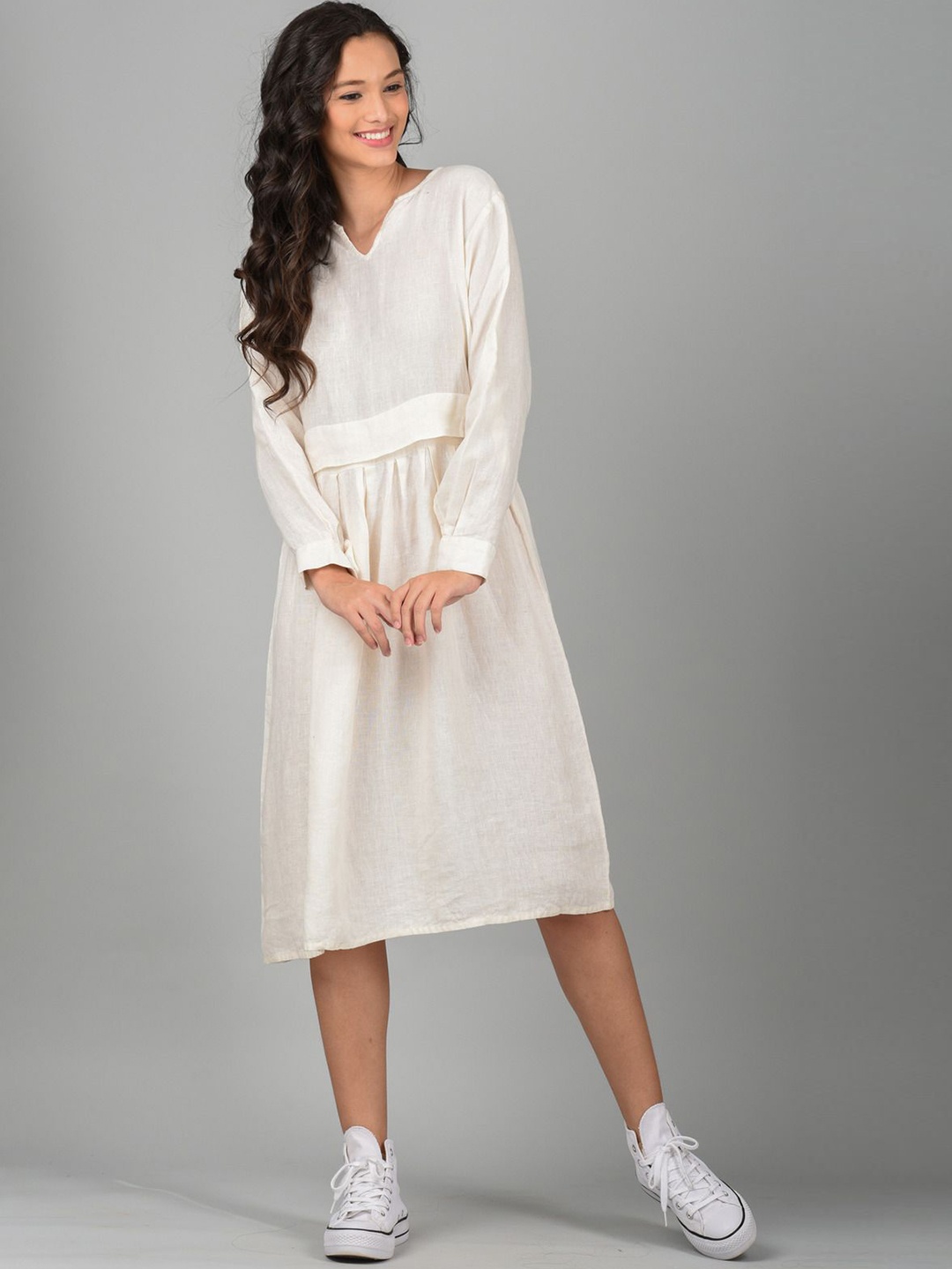 

Linen Options Long Skirt Dress, Off white