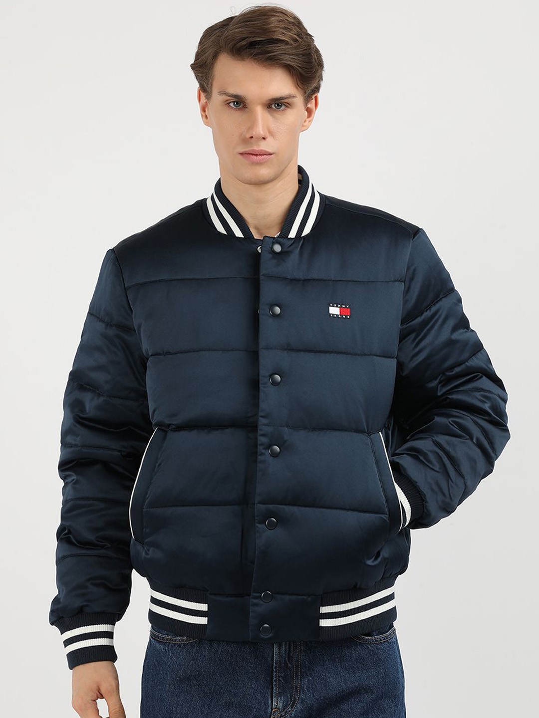 

Tommy Hilfiger Men Stand Collar Padded Jacket, Navy blue