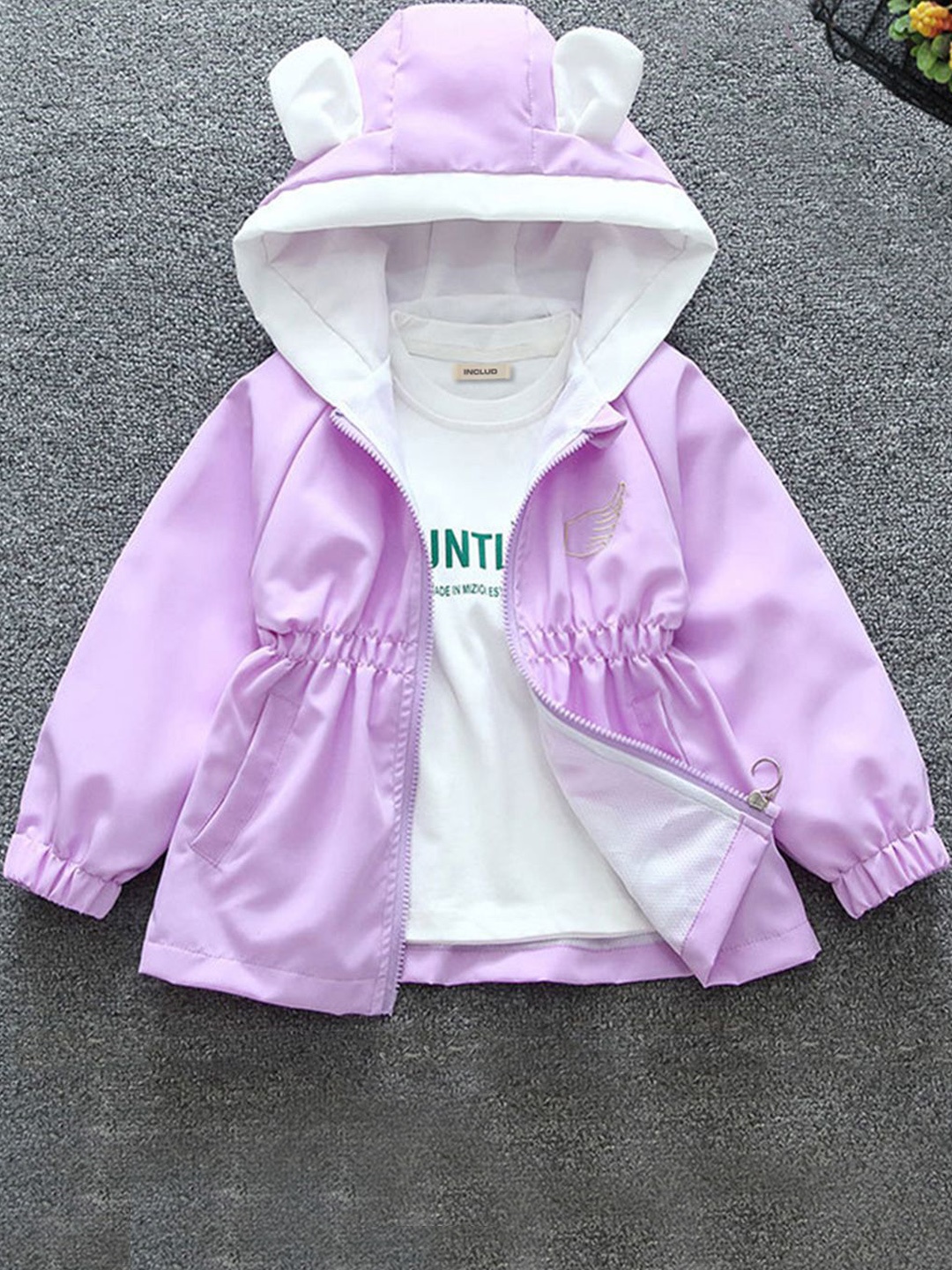 

INCLUD Girls Hooded Cotton Regular Open Front Jacket, Purple
