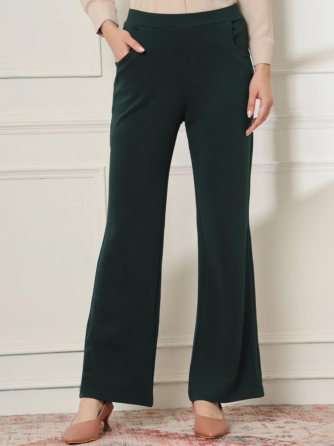 

FITHUB Women High-Rise Trousers, Green