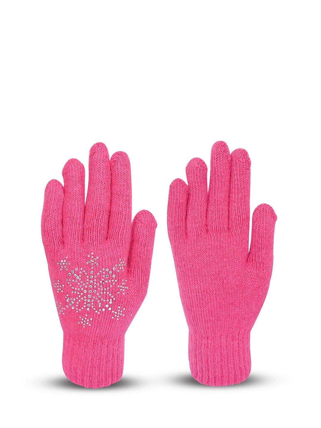 

LOOM LEGACY Women Patterned Acrylic Winter Gloves, Magenta