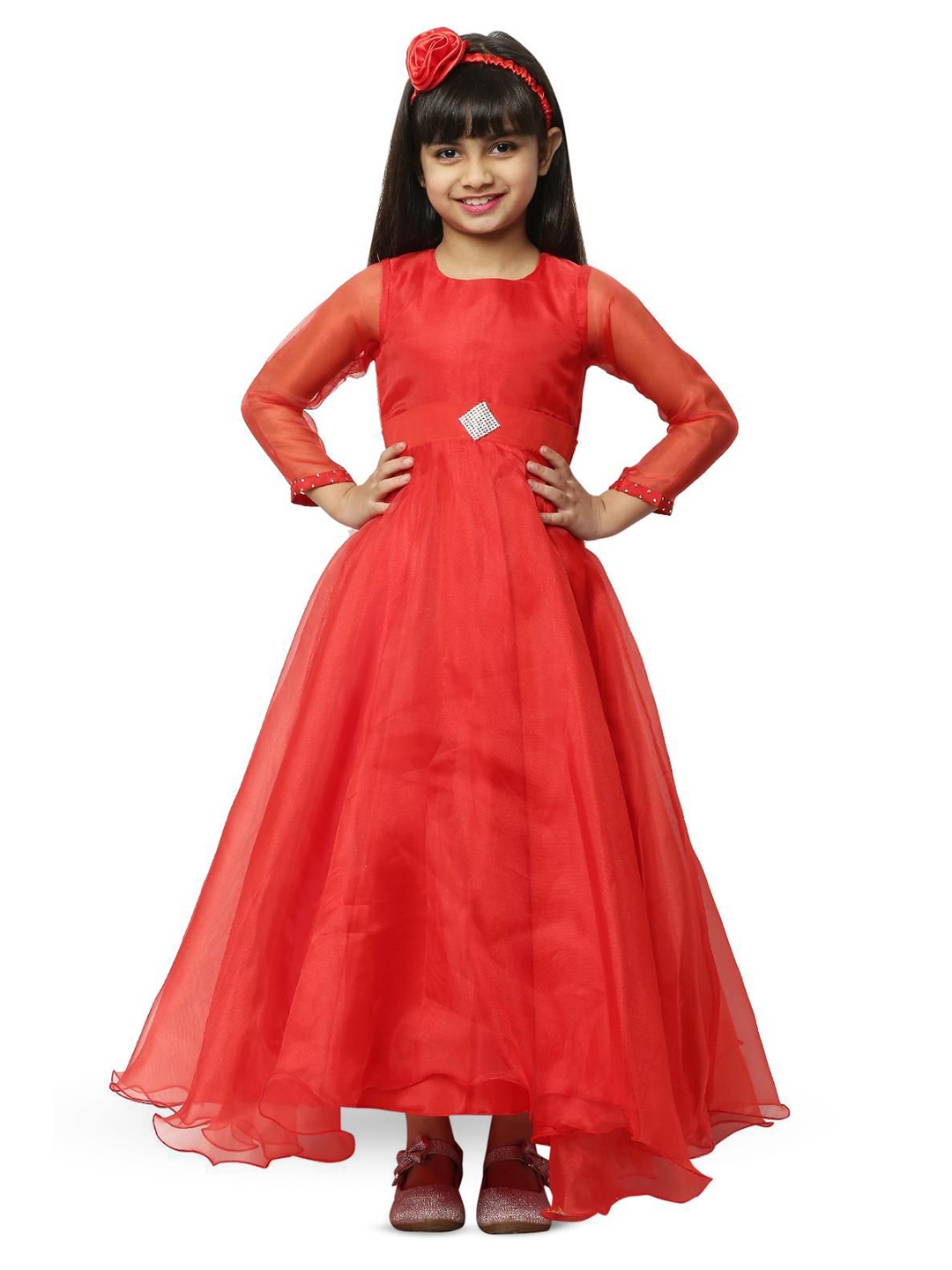 

Wish little Girls Satin Maxi Dress, Red