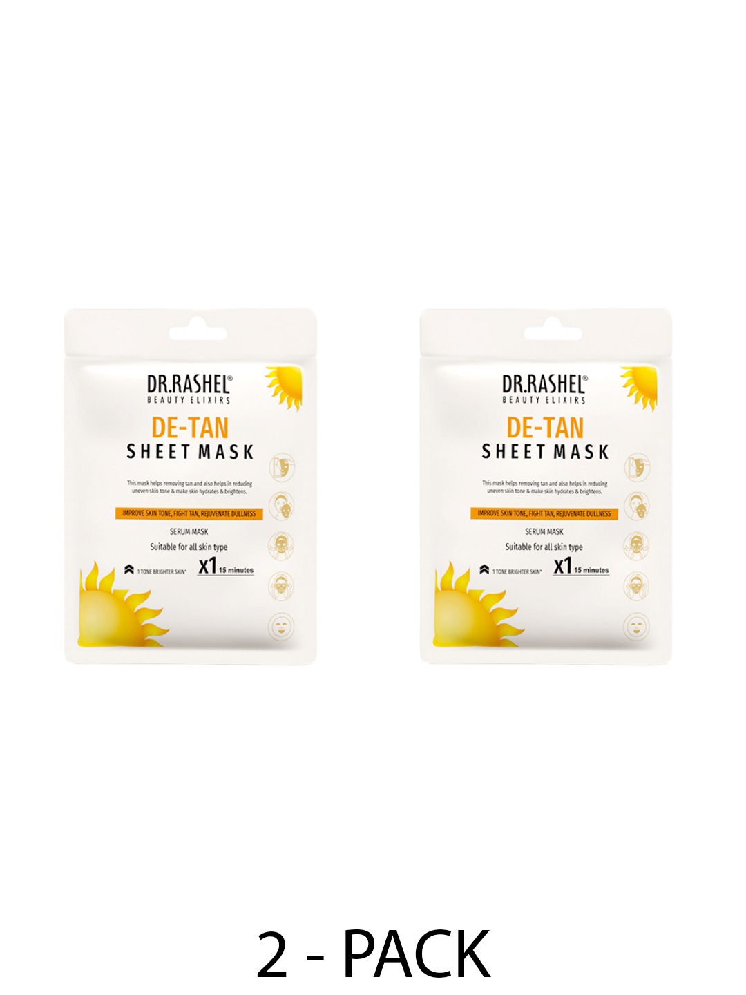 

DR.RASHEL Set Of 2 De-Tan Sheet Mask With Serum - 20 g Each, Yellow