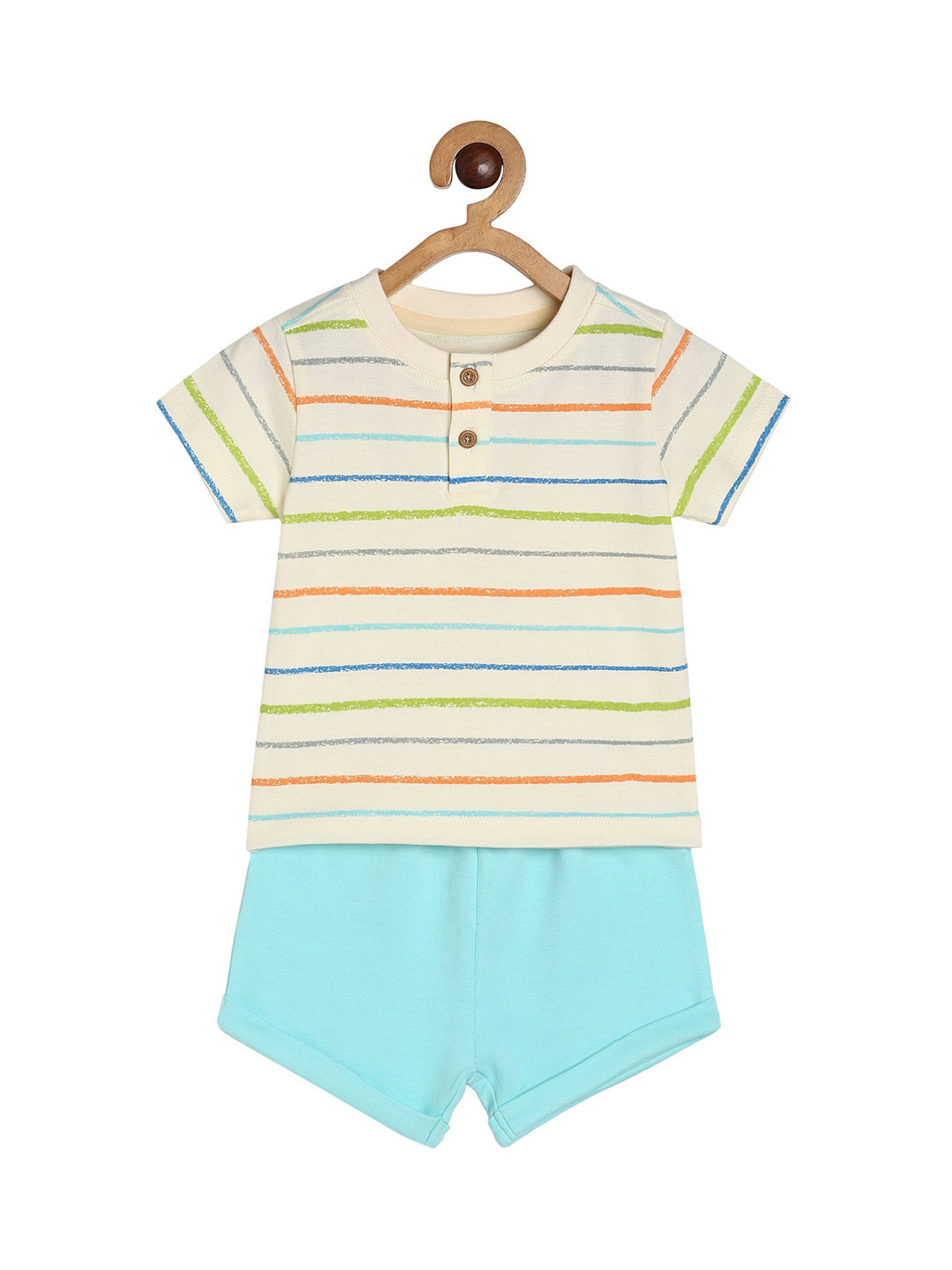 

MINI KLUB Boys Striped T-Shirt With Shorts, Blue