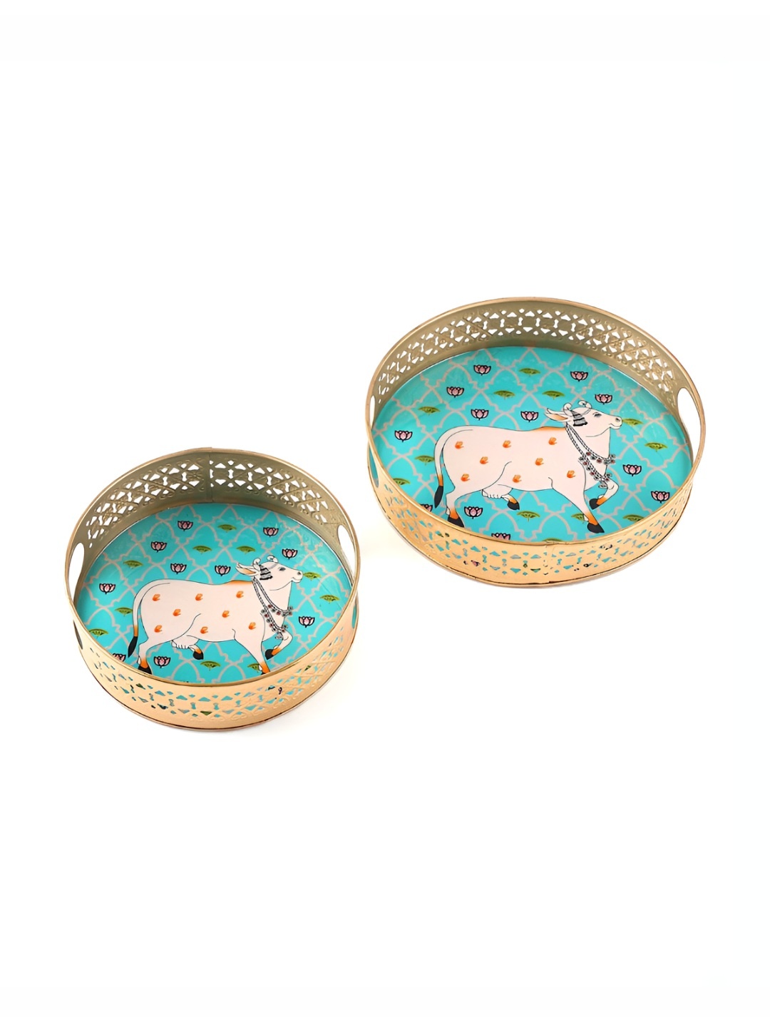 

Homey Affairs Blue 2024 Metal 2 Pieces Serving Tray