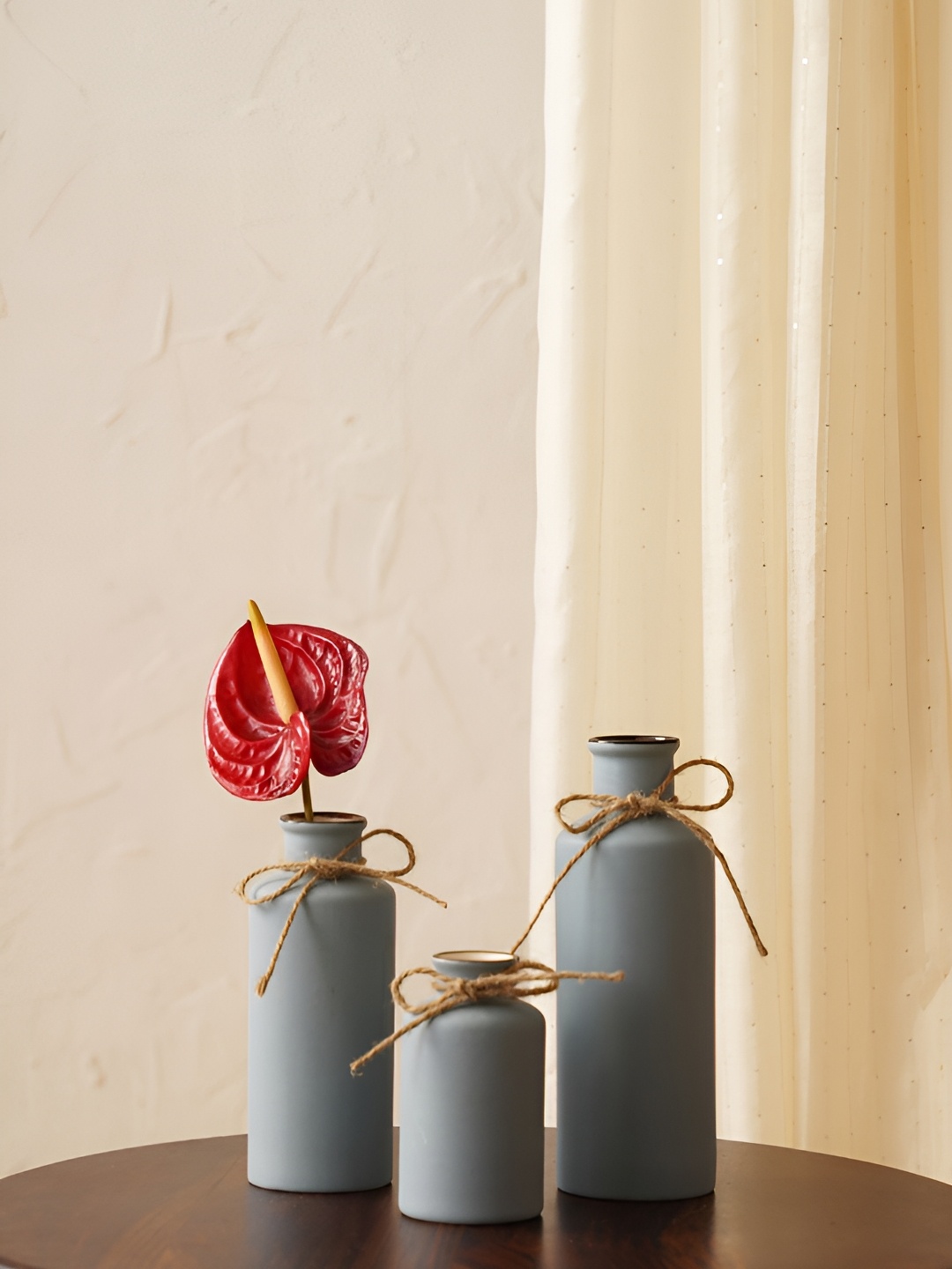 

PUREZENTO Grey & Brown 3 Pieces Ceramic Bottle Vases