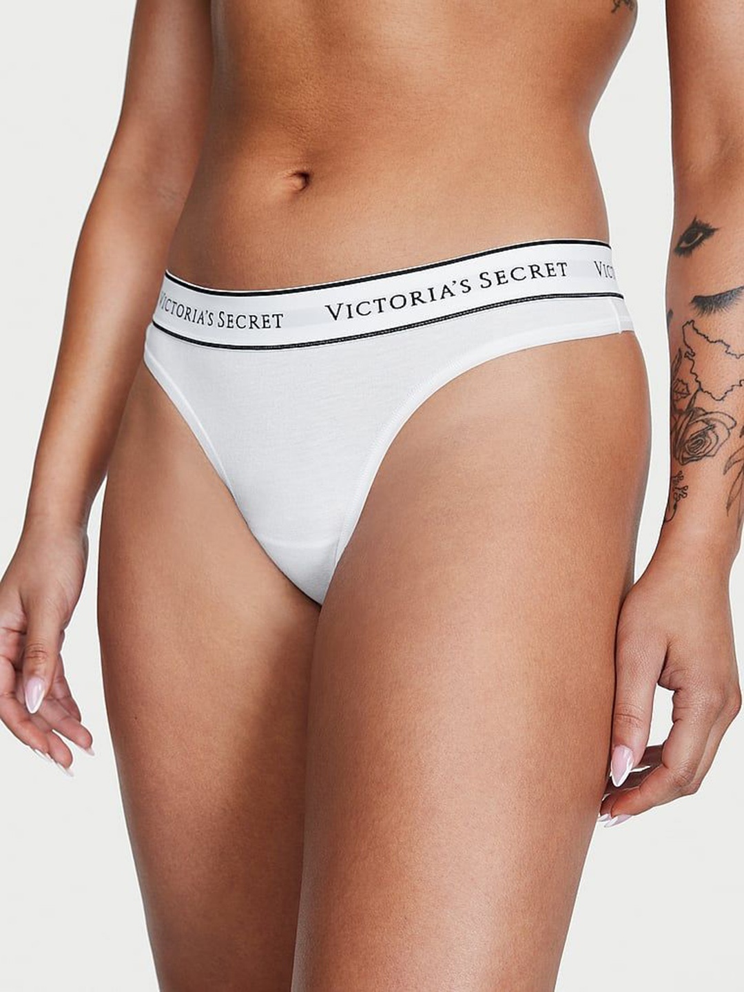 

Victoria's Secret Women Solid Mid-Rise Thong Briefs, White