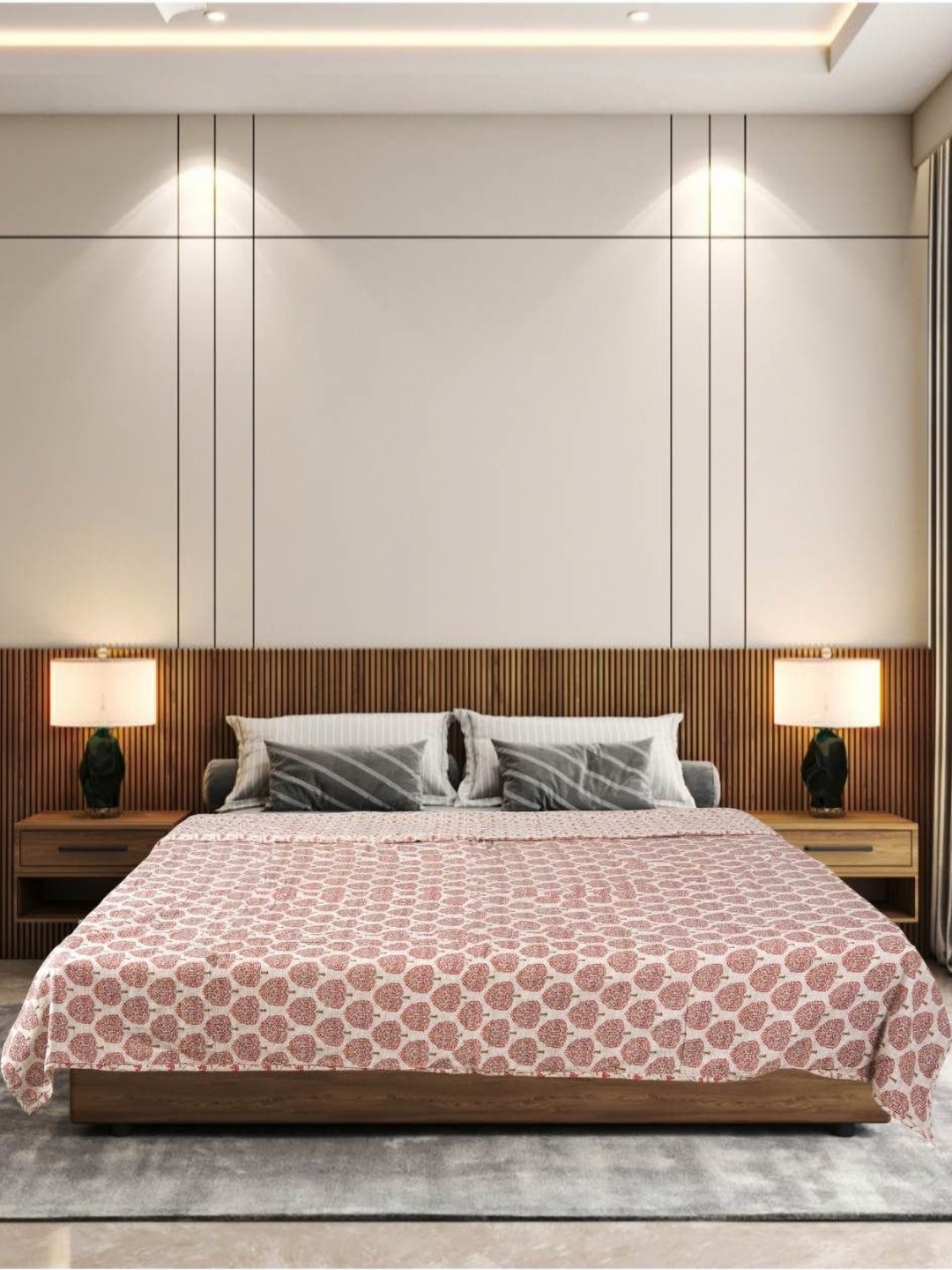 

Block Print Story Red & White Ethnic Motifs AC Room 210 GSM Single Bed Dohar