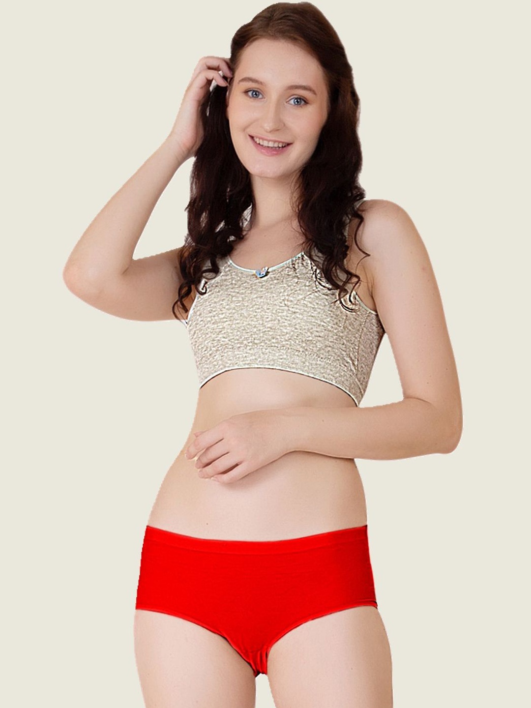 

Luella Mid-Rise Seamless Hipster Briefs, Red