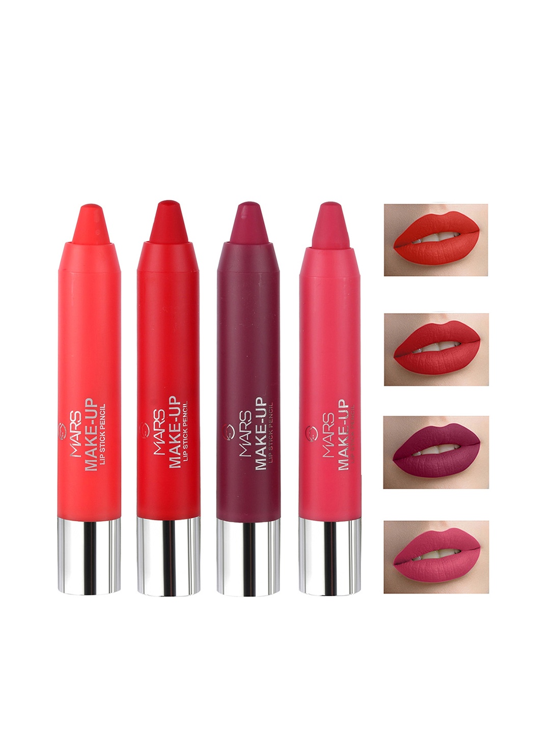 

MARS MakeUp Set of 4 Smooth and Pigmented Pencil Lipstick - 3.6gm Each, Multi