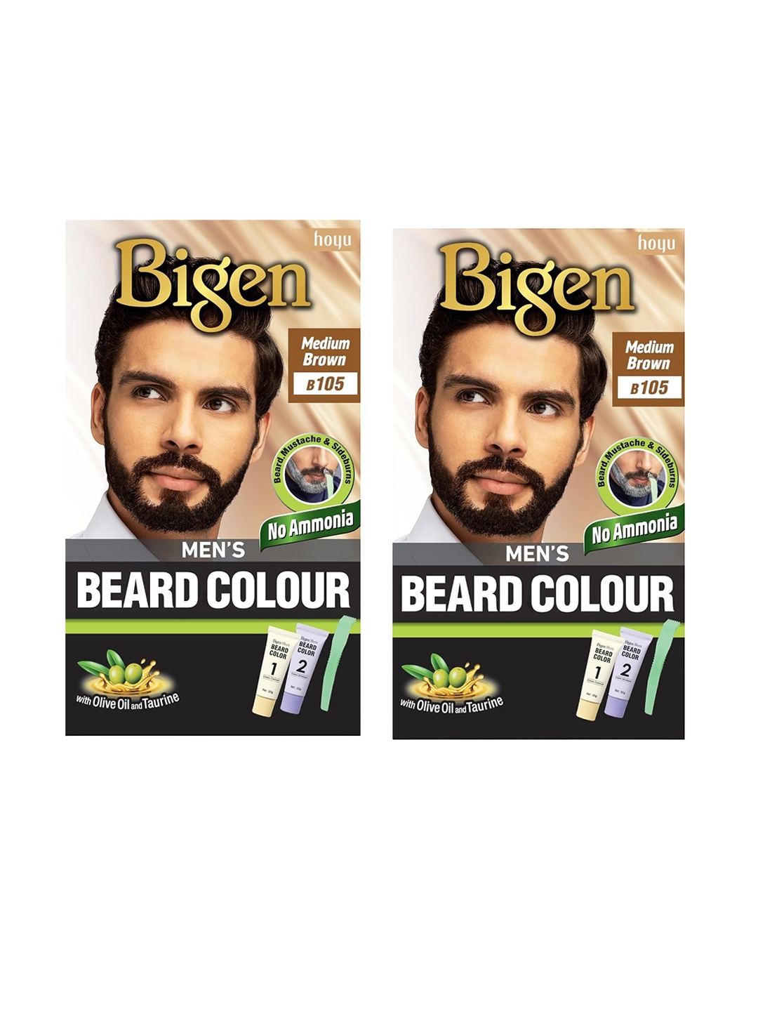 

Bigen Set Of 2 Beard Color 40 g Each Medium Brown 105