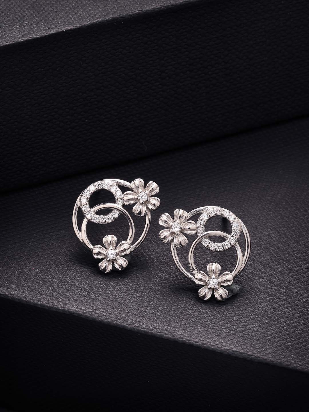 

PANASH 925 Sterling Silver Rhodium-Plated Cubic Zirconia Studs