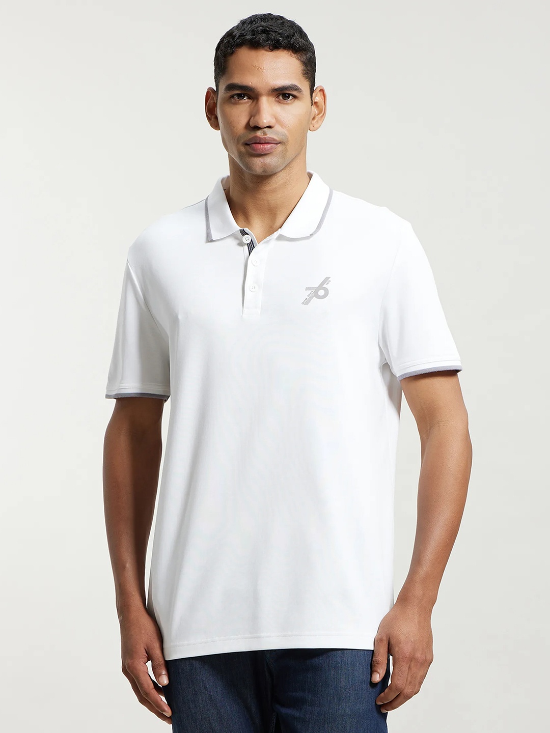 

Jockey Super Combed Cotton Rich Solid Half Sleeve Polo T-shirt-3911, White