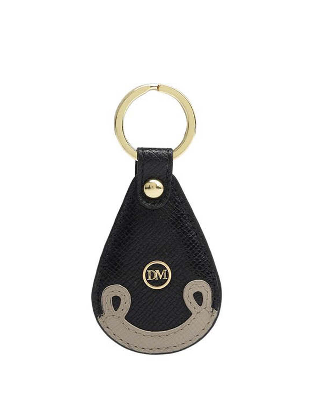 

Da Milano Textured Leather Key Chain, Black