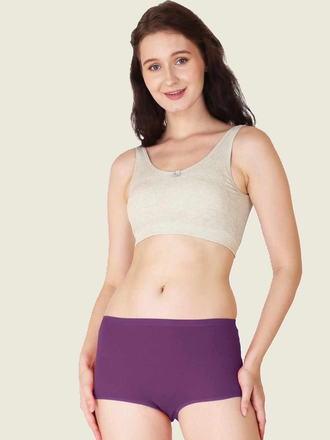 

Luella Women Mid-Rise Seamless Hipster Briefs, Purple