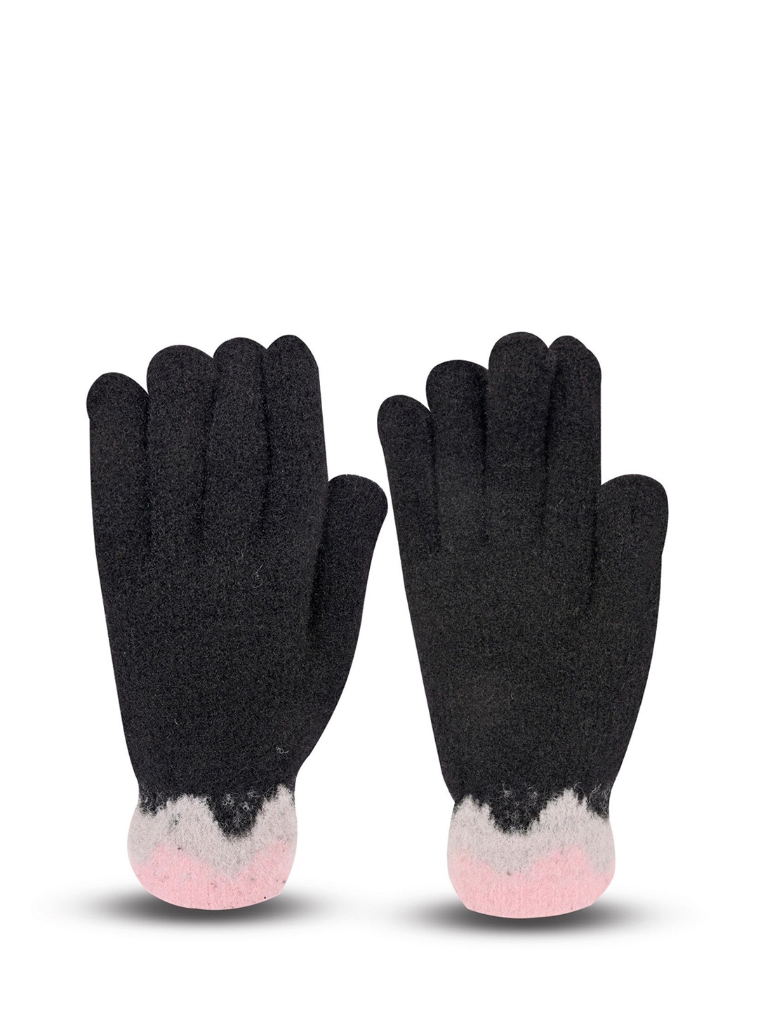 

LOOM LEGACY Women Patterned Touchscreen Woolen Winter Gloves, Black